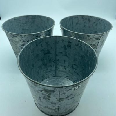 Set of 3 galvanized pails