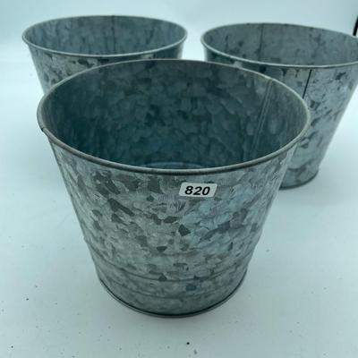 Set of 3 galvanized pails