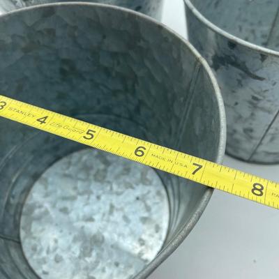 Set of 3 galvanized pails