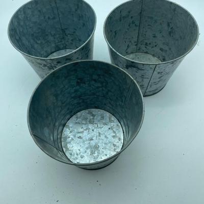 Set of 3 galvanized pails