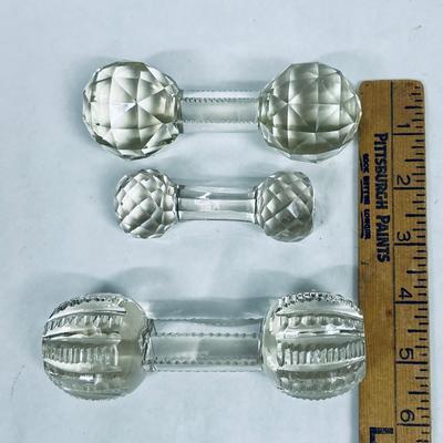 Lot of 3 Cut Crystal Cake Wedding Dessert Knife Rest Barbell