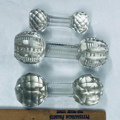 Lot of 3 Cut Crystal Cake Wedding Dessert Knife Rest Barbell