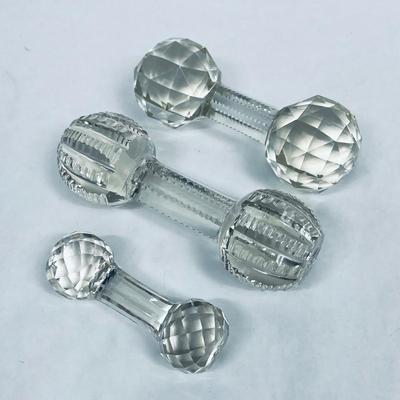 Lot of 3 Cut Crystal Cake Wedding Dessert Knife Rest Barbell