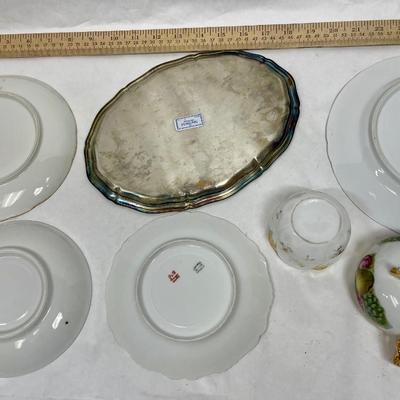 Mixed Lot of vintage porcelain and silver-plate tray 7 pieces