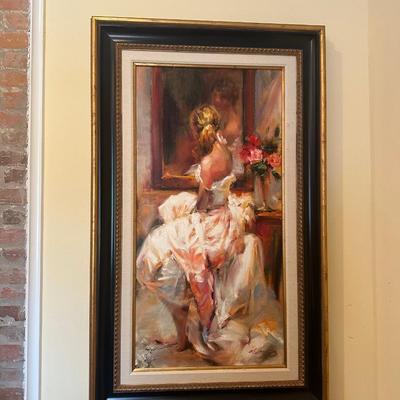 Original Oil Painting of Woman in Mirror