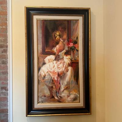 Original Oil Painting of Woman in Mirror