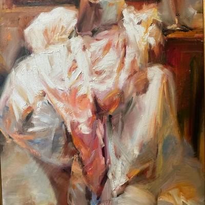 Original Oil Painting of Woman in Mirror