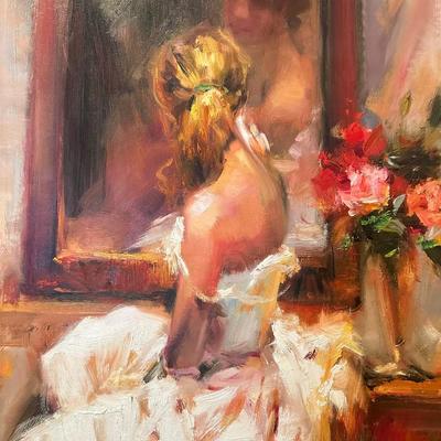 Original Oil Painting of Woman in Mirror