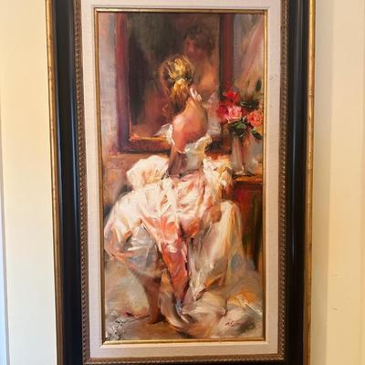 Original Oil Painting of Woman in Mirror