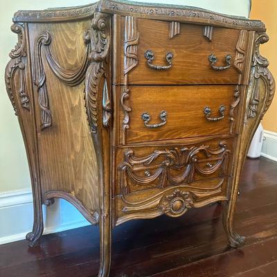 Louis XV Style Marble Top Chest of (3) Drawers