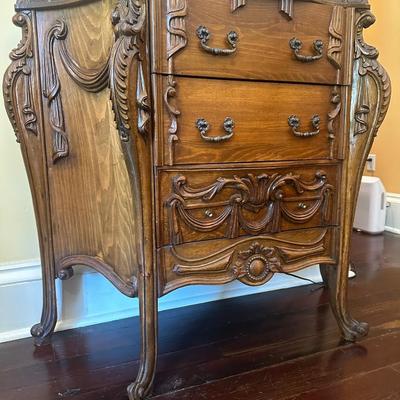 Louis XV Style Marble Top Chest of (3) Drawers