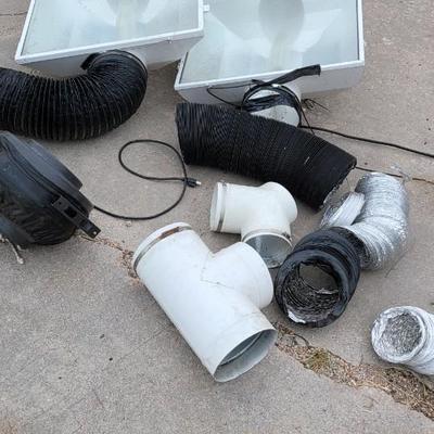 Lot of grow lights, exhaust fan, vent tube