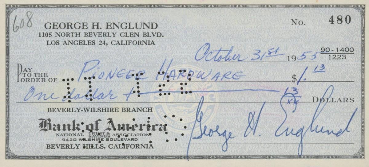 George Englund signed check | EstateSales.org