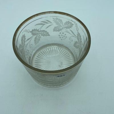 Vintage Libby gold rimmed leaves & grapes ice bucket