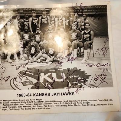 1983-84 Kansas Jayhawks basketball signed picture KU