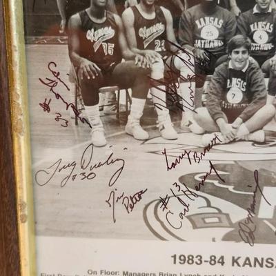 1983-84 Kansas Jayhawks basketball signed picture KU