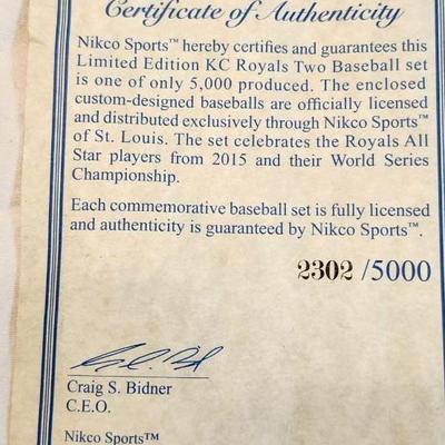 Nikco Sports Limited Edition KC Royals Two Baseball set 2015 2302/5000