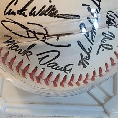 1992 Kansas City Royals Team Stamped Facsimile Signed Autographed Baseball Trammell w/ G Brett
