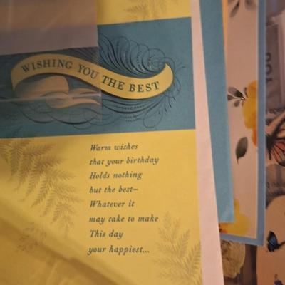 Greeting cards and shoebox size container