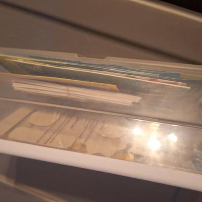 Greeting cards and shoebox size container