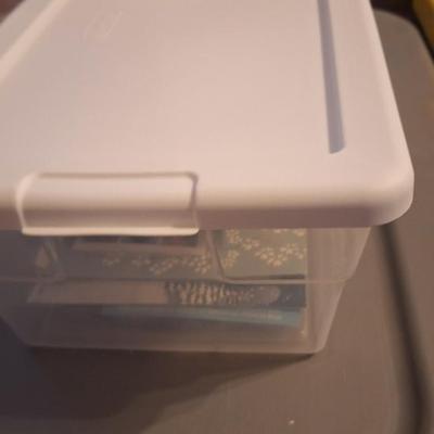 Greeting cards and shoebox size container