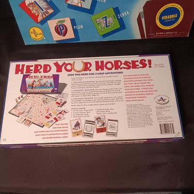 "HERD YOUR HORSES" & "SCRABBLE FOR JUNIORS" BOARD GAMES