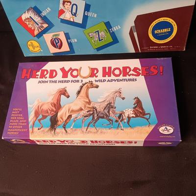 "HERD YOUR HORSES" & "SCRABBLE FOR JUNIORS" BOARD GAMES
