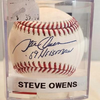 Steve Owens Signed Baseball with JSA COA