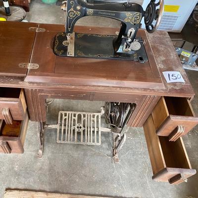 Vintage Damascus Sewing Machine and Cabnet
