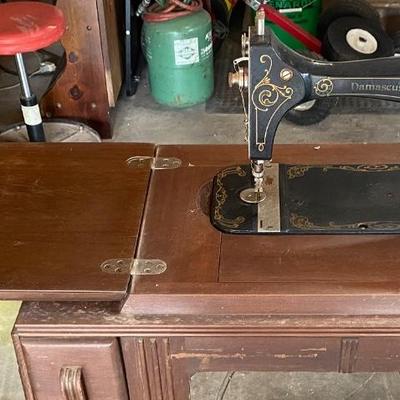 Vintage Damascus Sewing Machine and Cabnet