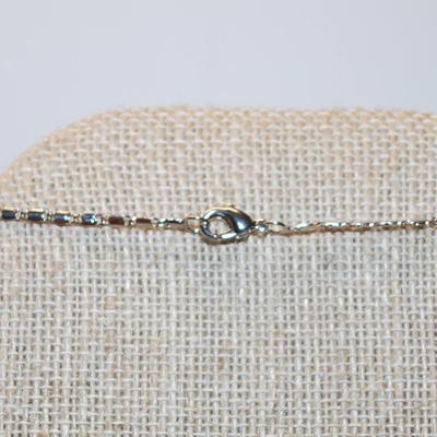 6 Iridescent Pear Shape Stones PENDANT (1½" x 1") with Side Accents on a Silver Tone Necklace Chain 17" L