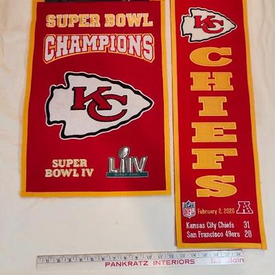 Two Kansas City Chiefs wool LIIV Banner