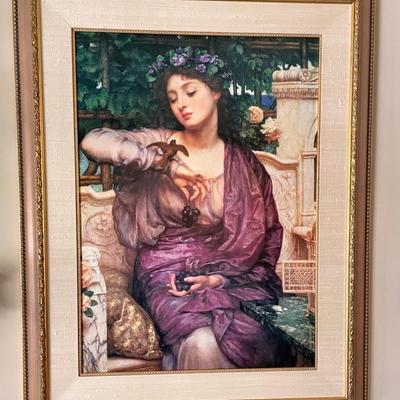 Libra and Her Sparrow by Edward John Pointer Giclee Oil on Canvas Framed 34” x 42”