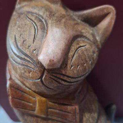 Hand carved wooden cat made in Thailand