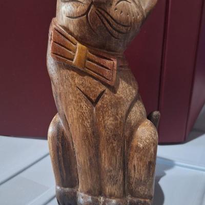 Hand carved wooden cat made in Thailand