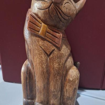 Hand carved wooden cat made in Thailand