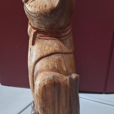 Hand carved wooden cat made in Thailand