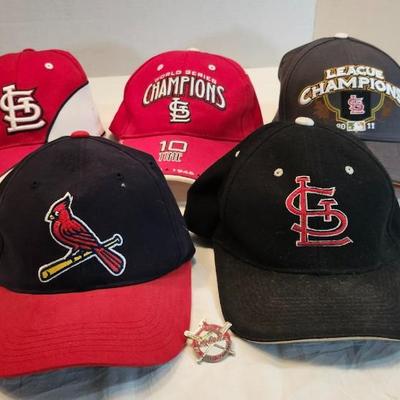 Lot of St Louis Cardinals Baseball Caps/ Hats & Hat Lapel Pin