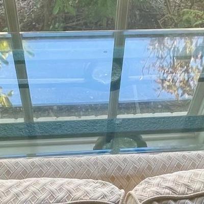Entry or Sofa Table - Glass Top With Cast Iron Frame and Legs