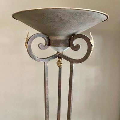 Empire Style Metal Torchere - Tall Floor Lamp With Cast Iron Body