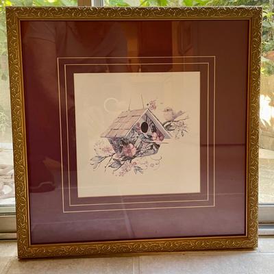 Pair of Framed and Matted Birdhouse color Pencil Drawings - MANDATORY PICKUP 8-24-24 see below
