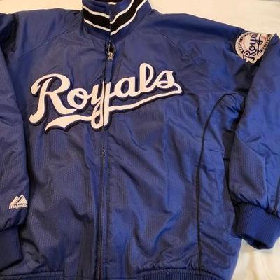 Two Vintage Kansas City Royals including Majestic Athletic Men's Blue and White Jacket