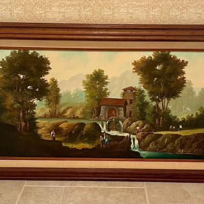 Large Oil on Canvas Old Mill Signed S Jorand