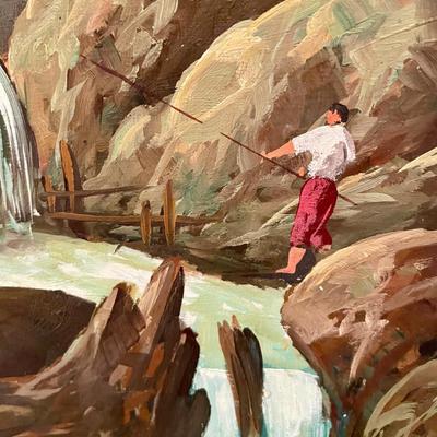 Large Oil on Canvas Old Mill Signed S Jorand