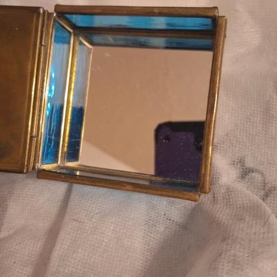 Vintage Enesco hummingbird trinket box glass and brass