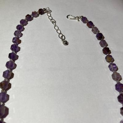 Jay King (DTR) Sterling Silver New Never Used Fashion Amethyst Bead 18"-20" Adjustable Necklace Preowned from an Estate....