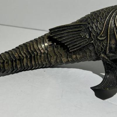 Antique Scarce Large 10.5" Long Flexible Articulated Mixed Metals Fish Decor in VG Preowned Condition.