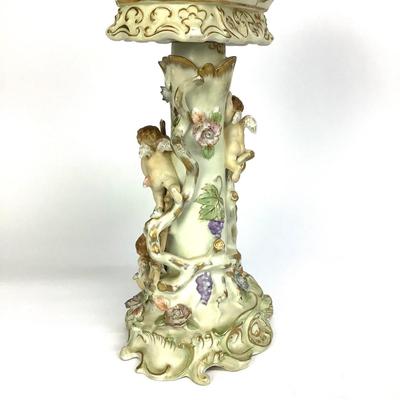 442 Antique German Porcelain Cake Stand with Cherubs Depicting the Seasons