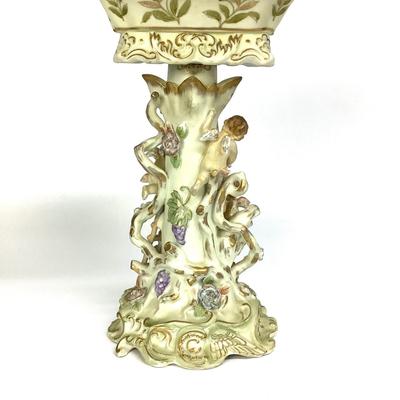 442 Antique German Porcelain Cake Stand with Cherubs Depicting the Seasons