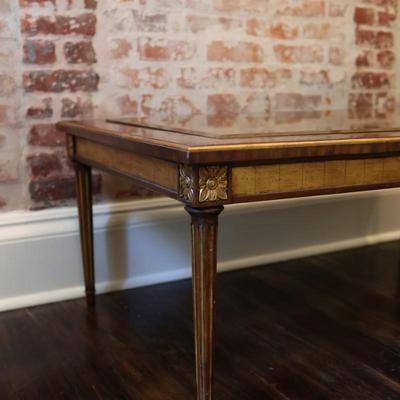 Maitland-Smith Cocktail Table w/ Painted Glass & Gold Gilding (See Description)